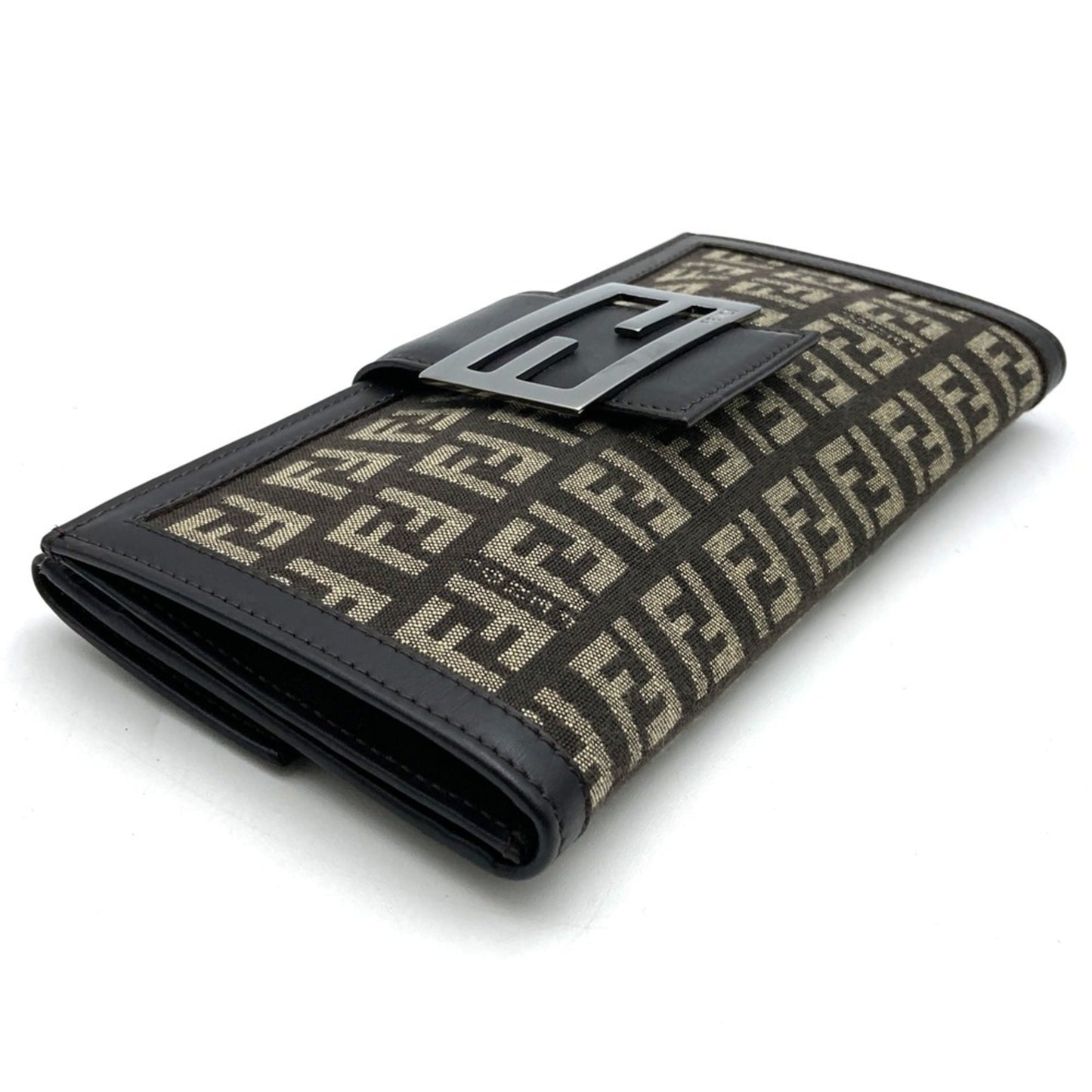 Fendi Zucchino Brown Canvas Long Wallet (Bi-Fold) ()