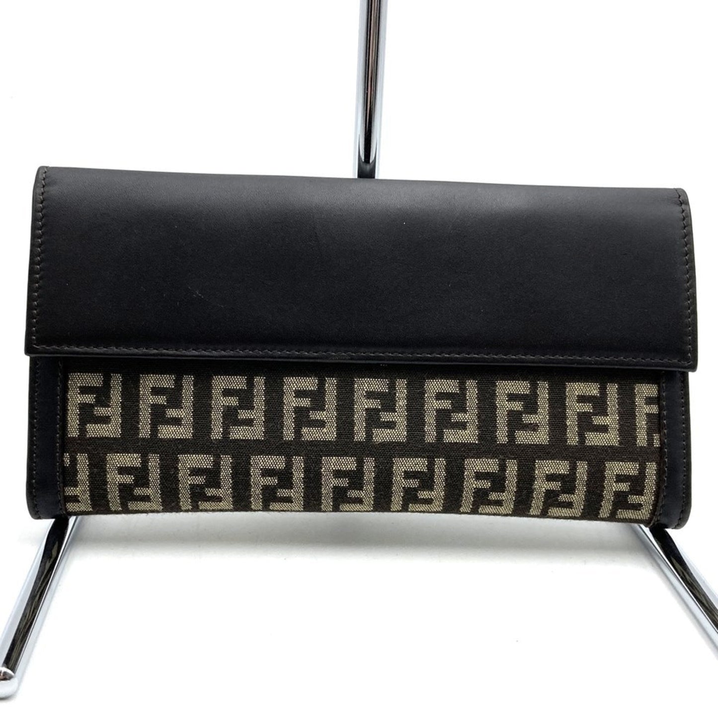 Fendi Zucchino Brown Canvas Long Wallet (Bi-Fold) ()