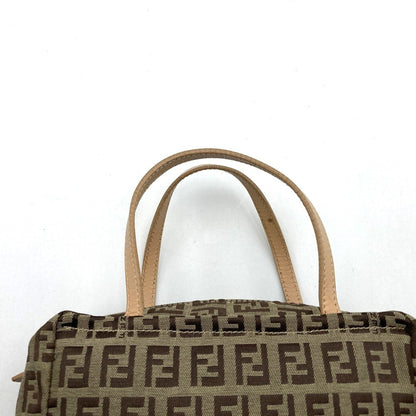 Fendi Zucchino Beige Canvas Leather Handbag ()