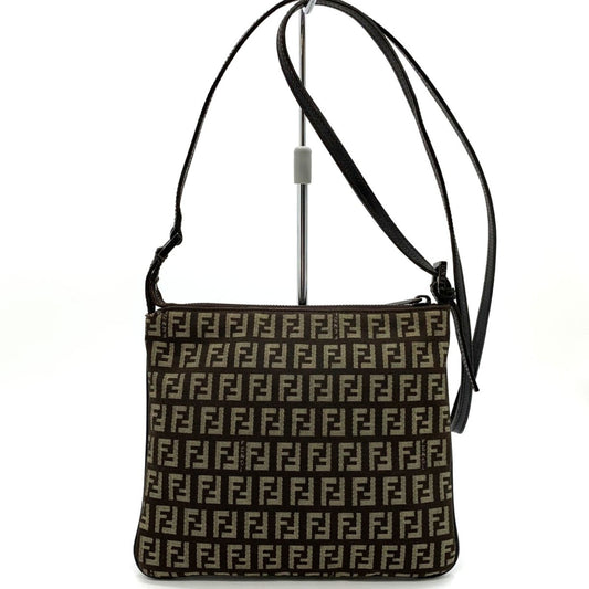 Fendi Zucchino Brown Canvas Shoulder Bag ()