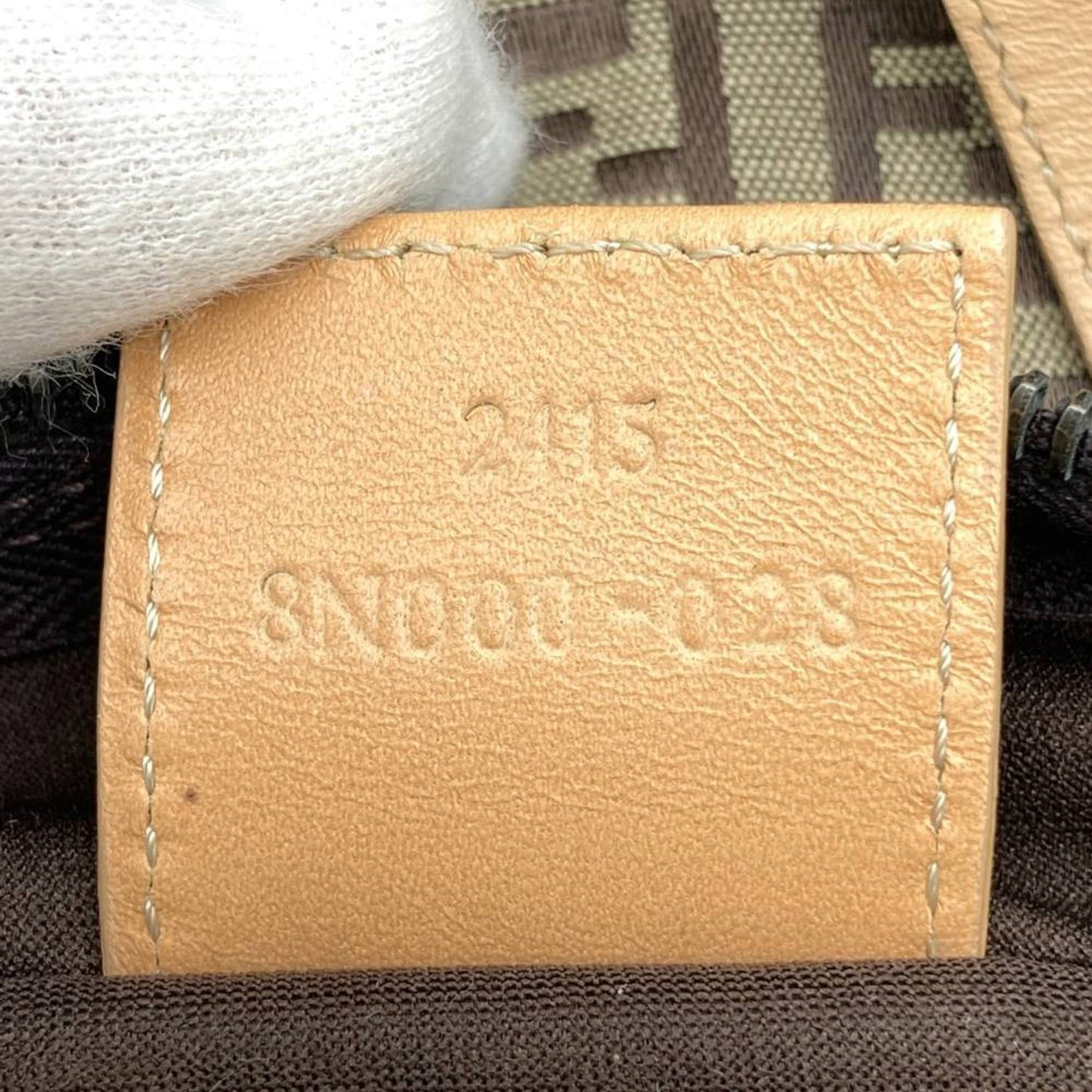 Fendi Zucchino Beige Canvas Leather Handbag ()