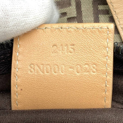 Fendi Zucchino Beige Canvas Leather Handbag ()