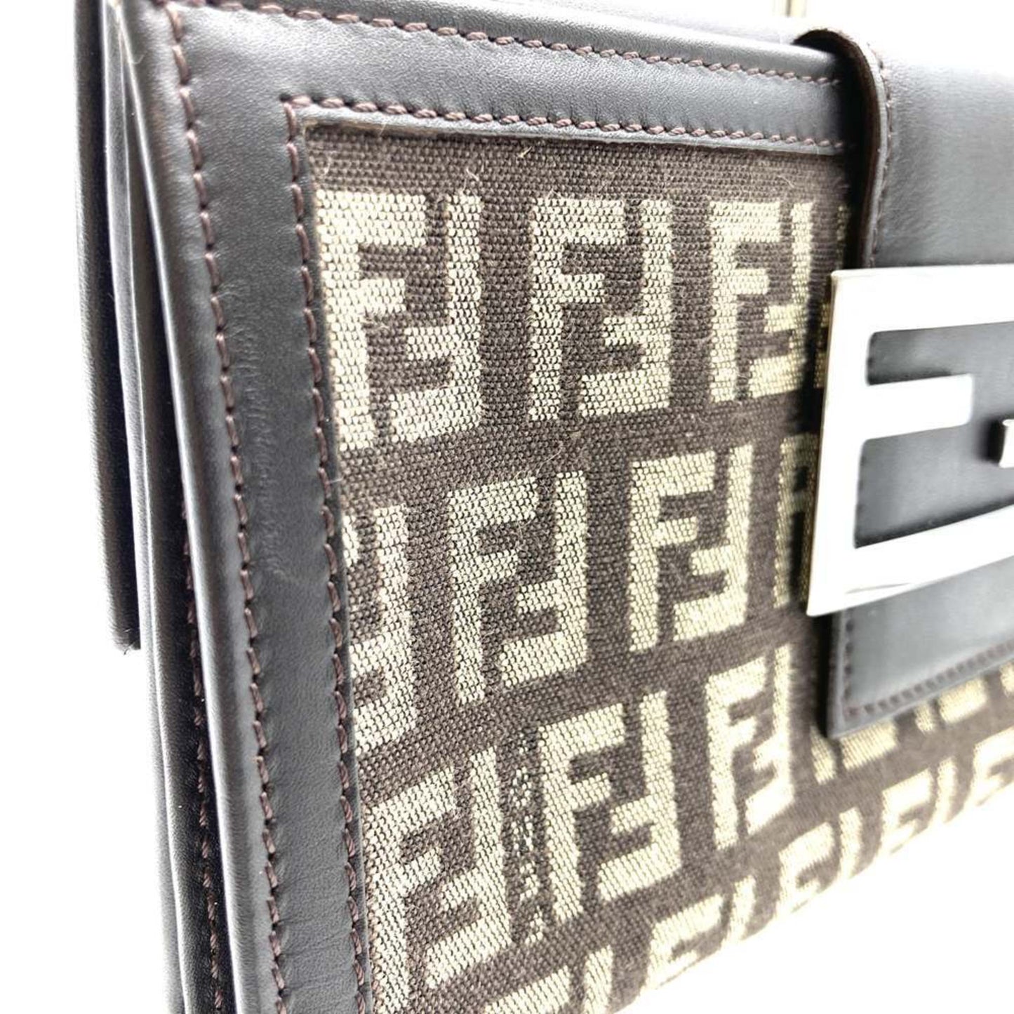 Fendi Zucchino Brown Canvas Long Wallet (Bi-Fold) ()
