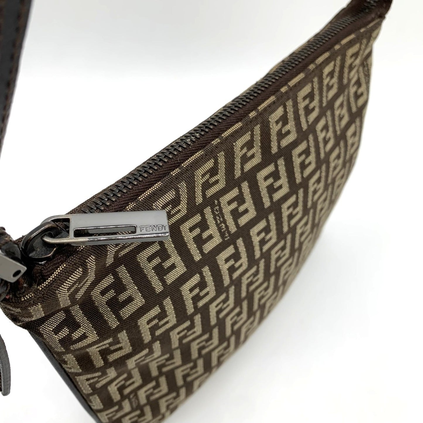 Fendi Zucchino Brown Canvas Shoulder Bag ()