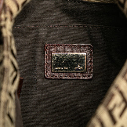 Fendi Zucchino Brown Canvas Leather Shoulder Bag ()