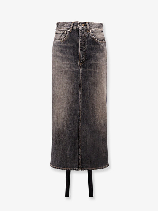 Balenciaga Women Denim Skirt With Laces Interwining