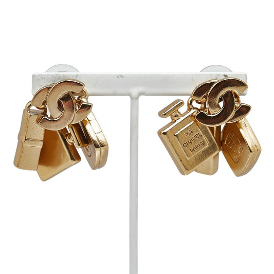 Chanel Coco Mark Perfume Lipstick Foundation Swing Cosmetic Motif Earrings