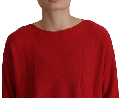 Dolce & Gabbana Red Wool Knit Round Neck Pullover Women's Sweater
