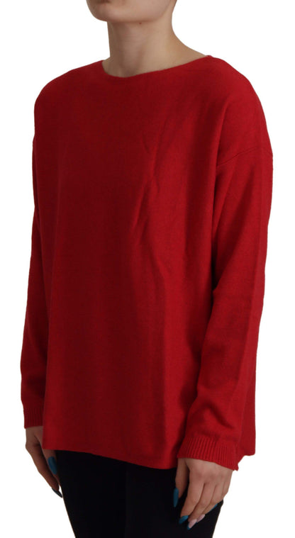 Dolce & Gabbana Red Wool Knit Round Neck Pullover Women's Sweater