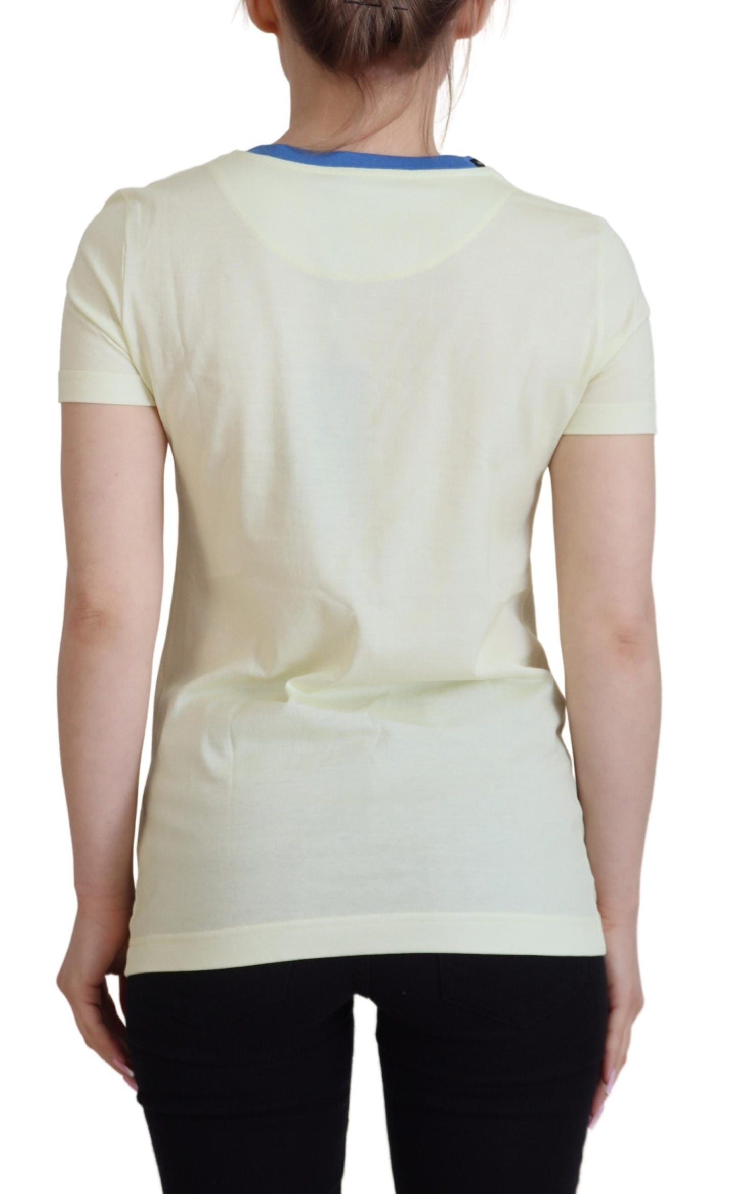 Dolce & Gabbana Yellow Havanity Round Neck Tee Cotton Women's T-shirt
