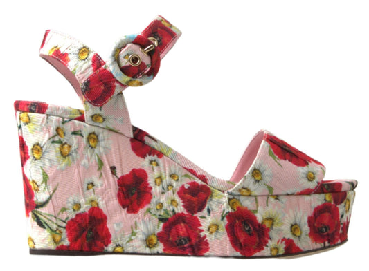 Dolce & Gabbana Multicolor floral print Wedges Floral Ankle Strap Women's Sandals