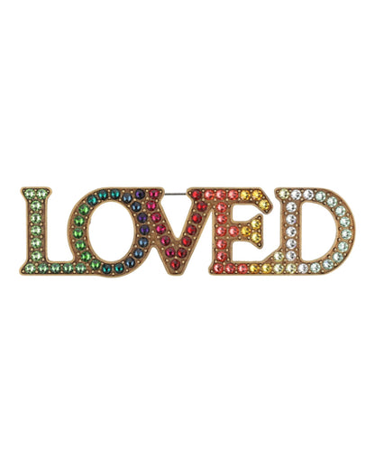 Gucci Womens Crystal-Embellished LOVE Brooch Multi