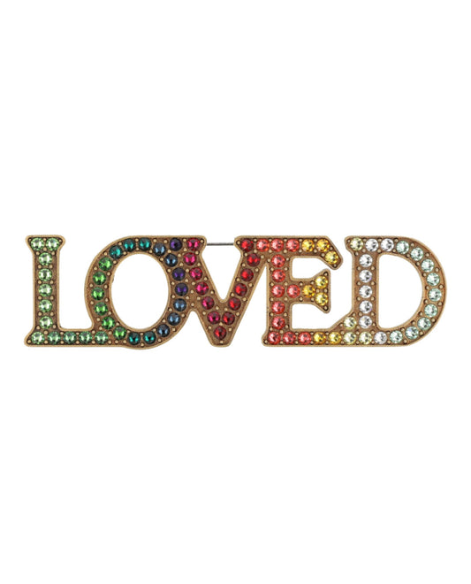 Gucci Womens Crystal-Embellished LOVE Brooch Multi