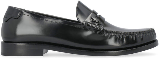 SAINT LAURENT Timeless Leather Loafers with Monogram