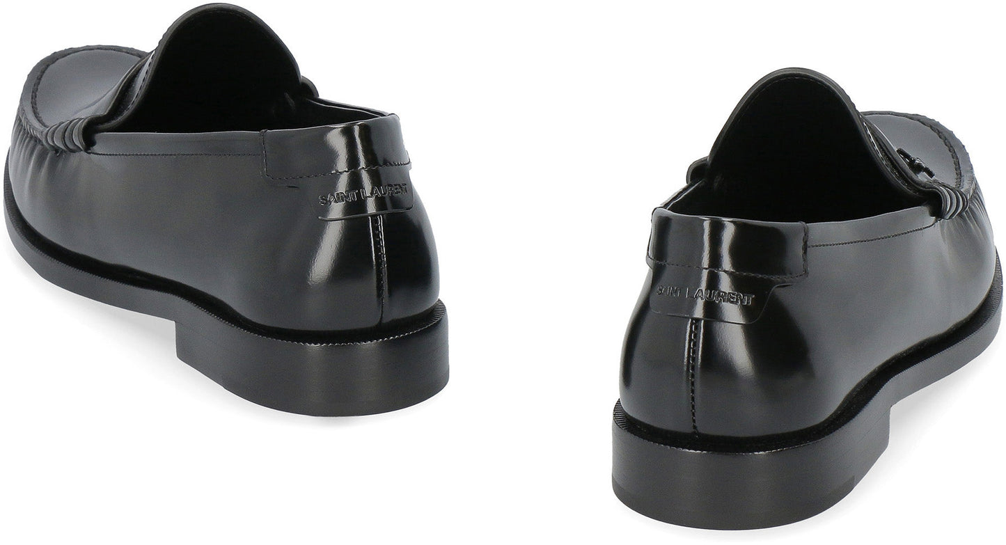 SAINT LAURENT Timeless Leather Loafers with Monogram