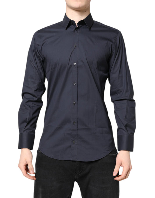 Dolce & Gabbana Dark Blue MARTINI Cotton Dress Formal Men's Shirt