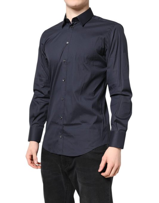 Dolce & Gabbana Dark Blue MARTINI Cotton Dress Formal Men's Shirt