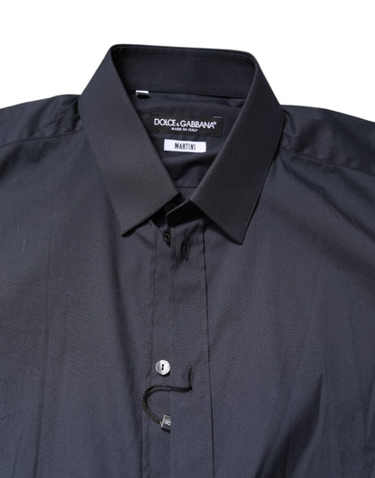 Dolce & Gabbana Dark Blue MARTINI Cotton Dress Formal Men's Shirt
