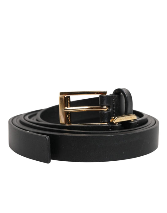 Dolce & Gabbana Black Double Strap Leather Gold Buckle Men's Belt