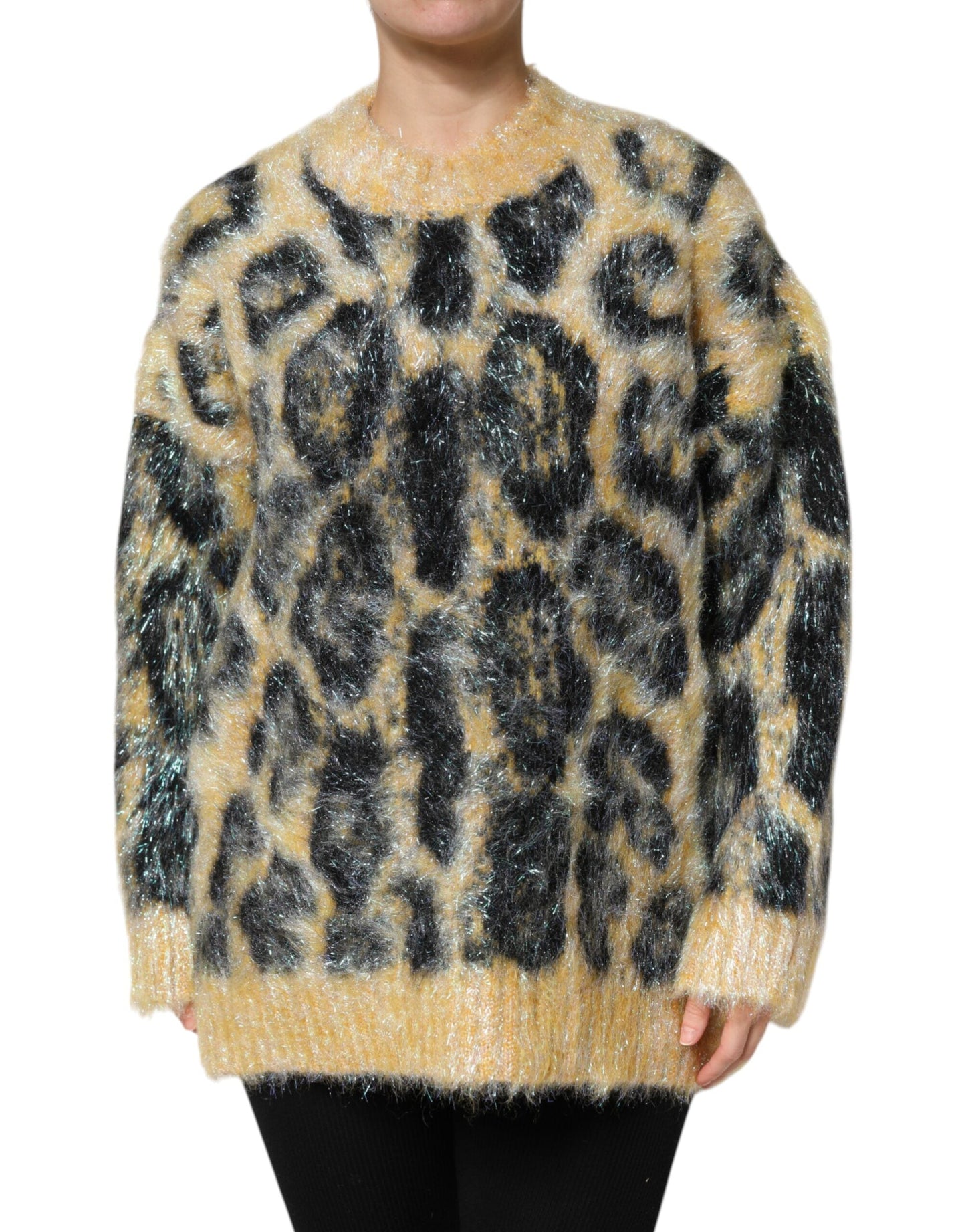 Dolce & Gabbana Multicolor Leopard Mohair Crew Neck Women's Sweater