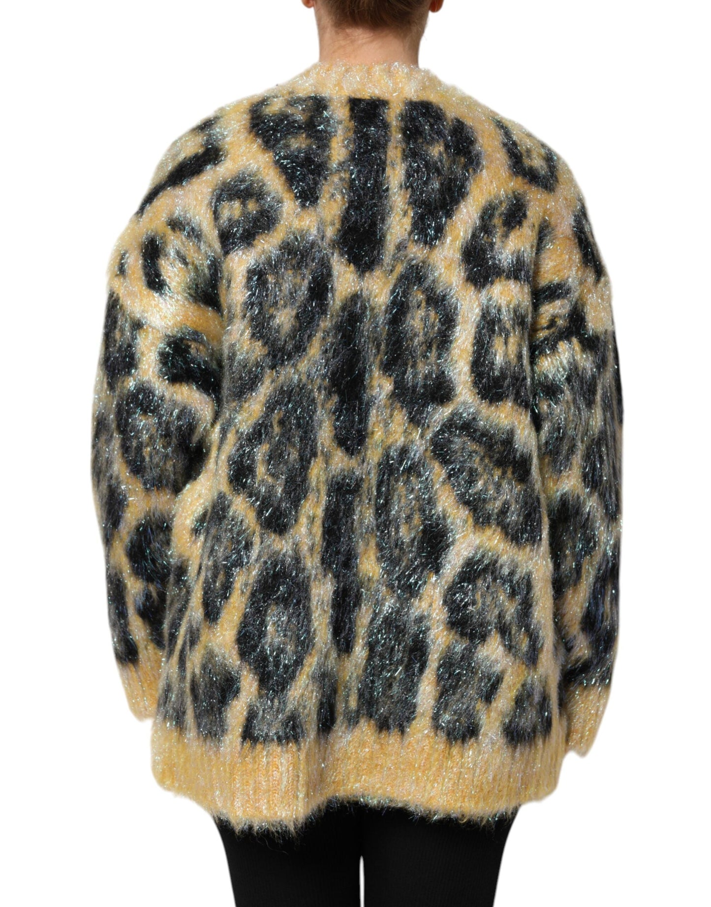 Dolce & Gabbana Multicolor Leopard Mohair Crew Neck Women's Sweater