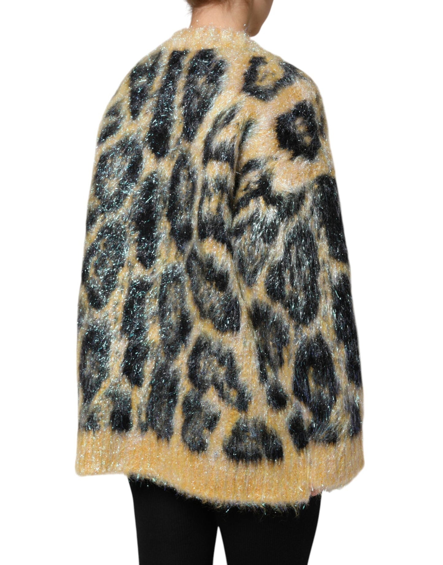 Dolce & Gabbana Multicolor Leopard Mohair Crew Neck Women's Sweater