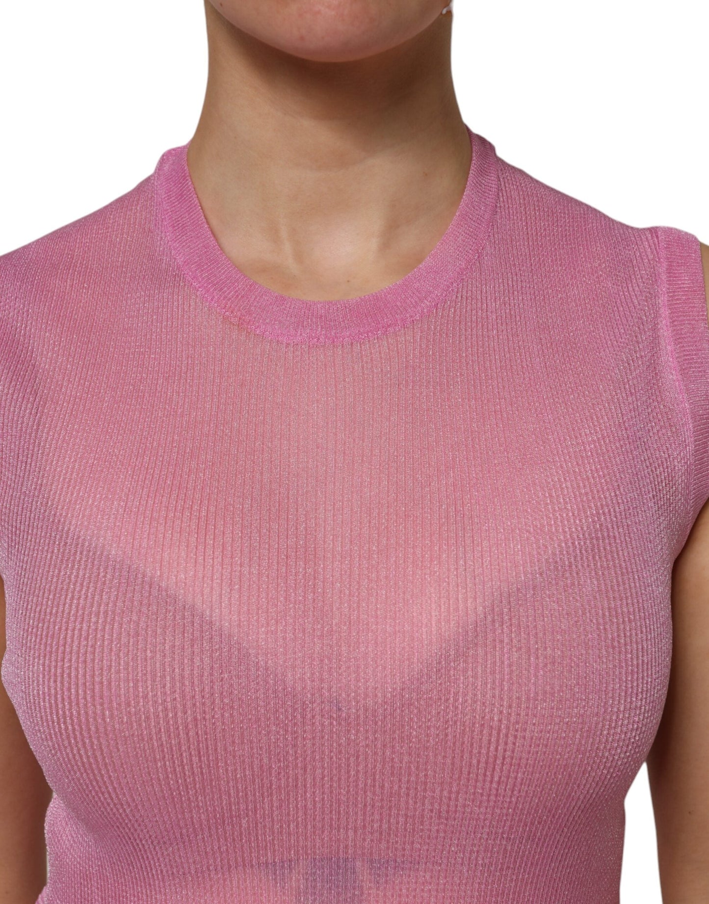 Dolce & Gabbana Pink Polyester Sleeveless Round Neck Tank Women's Top ()
