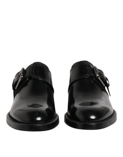 Dolce & Gabbana Black Leather Monk Strap Derby Formal Men's Shoes
