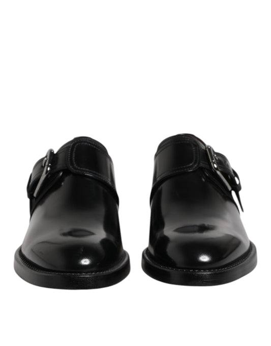 Dolce & Gabbana Black Leather Monk Strap Derby Formal Men's Shoes