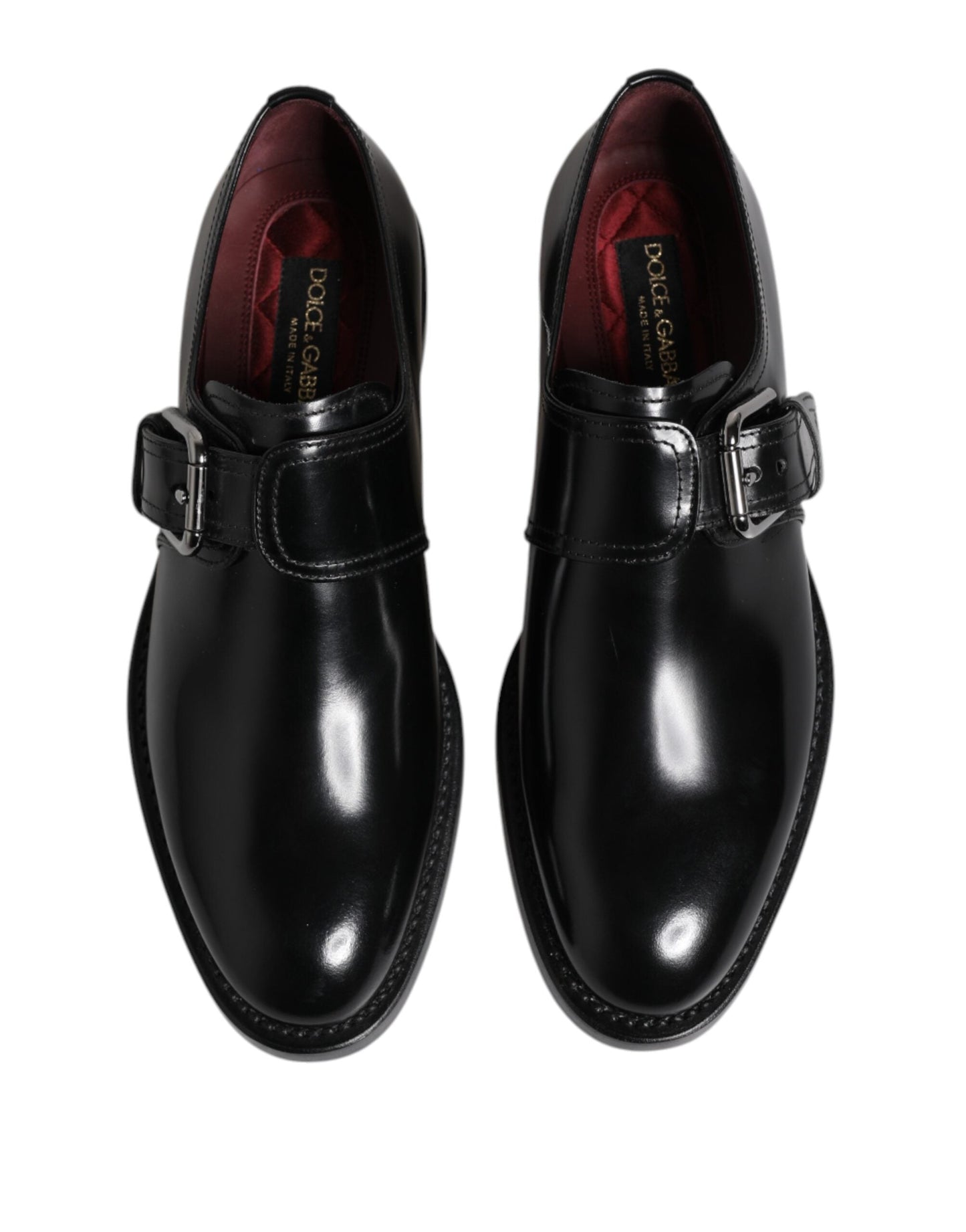 Dolce & Gabbana Black Leather Monk Strap Derby Formal Men's Shoes