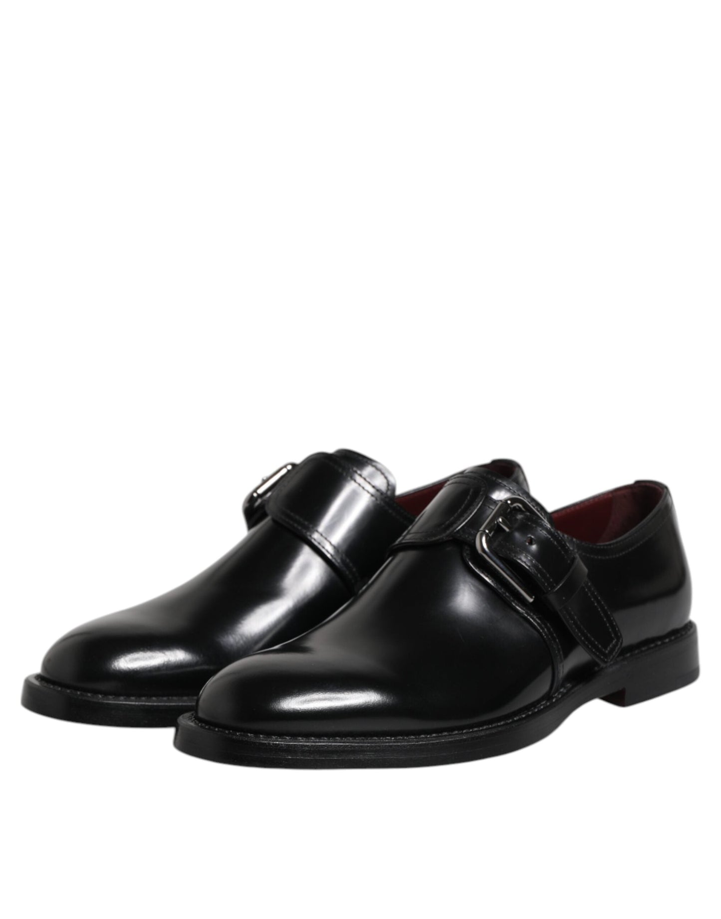 Dolce & Gabbana Black Leather Monk Strap Derby Formal Men's Shoes