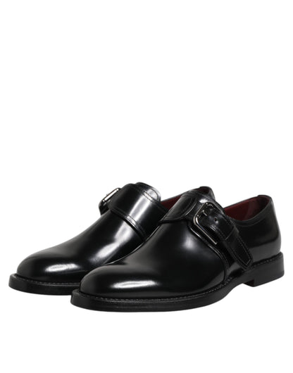 Dolce & Gabbana Black Leather Monk Strap Derby Formal Men's Shoes