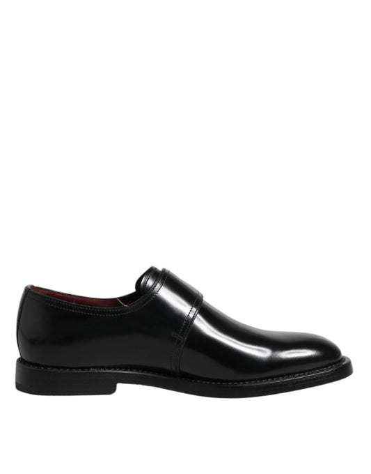 Dolce & Gabbana Black Leather Monk Strap Derby Formal Men's Shoes
