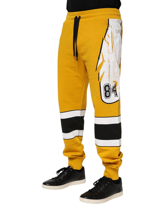 Dolce & Gabbana Yellow Cotton Printed SweatMen's Jogger Men's Pants ()