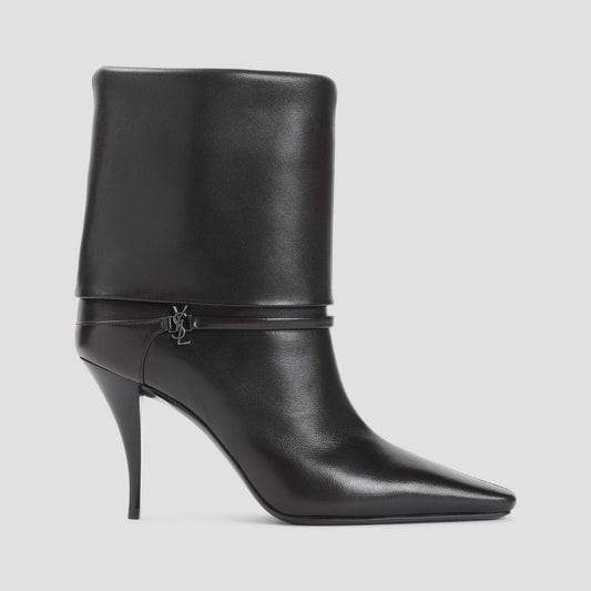 SAINT LAURENT Pointed Toe Stiletto Ankle Boots with Dust Handbag - Heel Height: 9cm