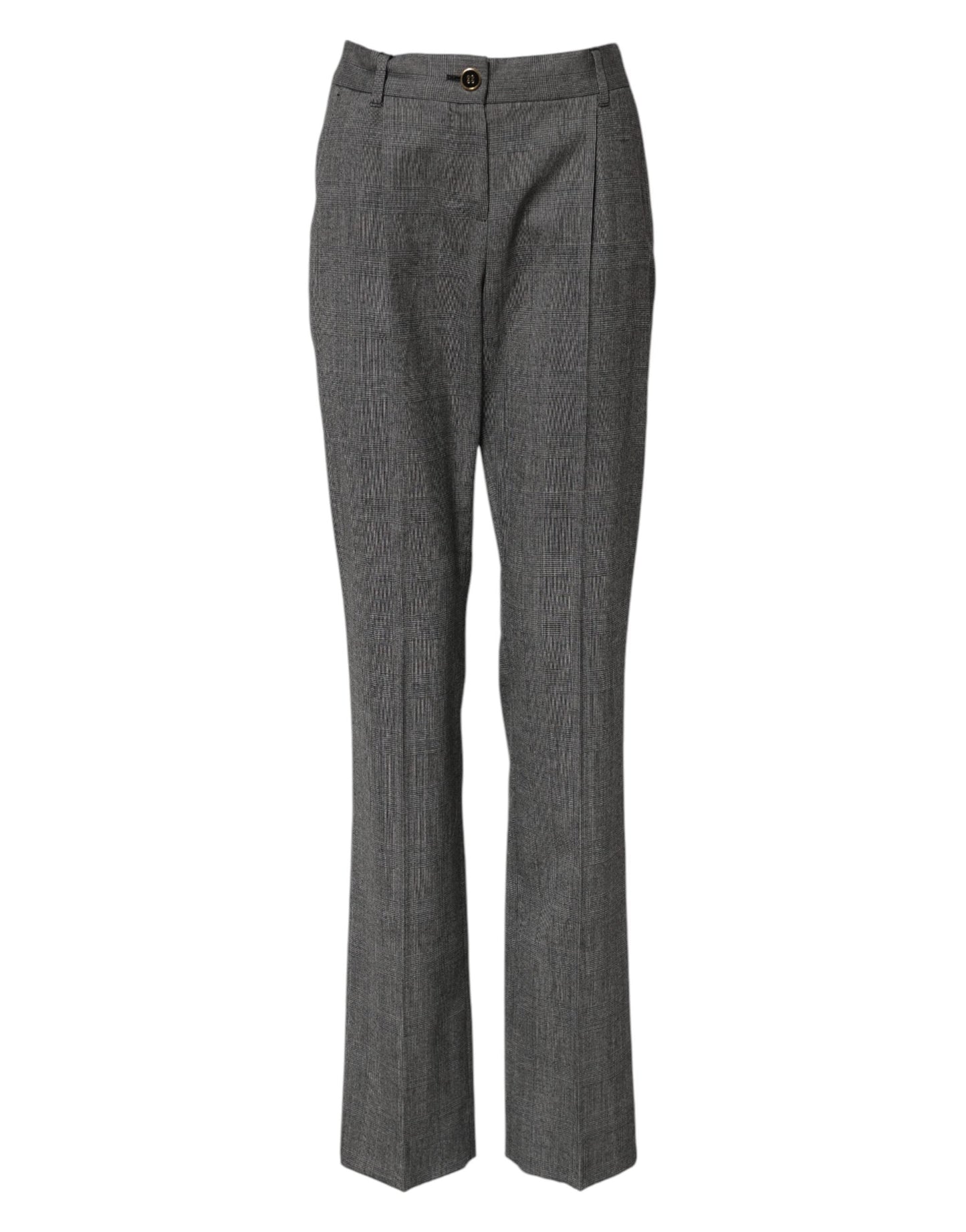 Dolce & Gabbana Gray Checkered High Waist Flared Women's Pants