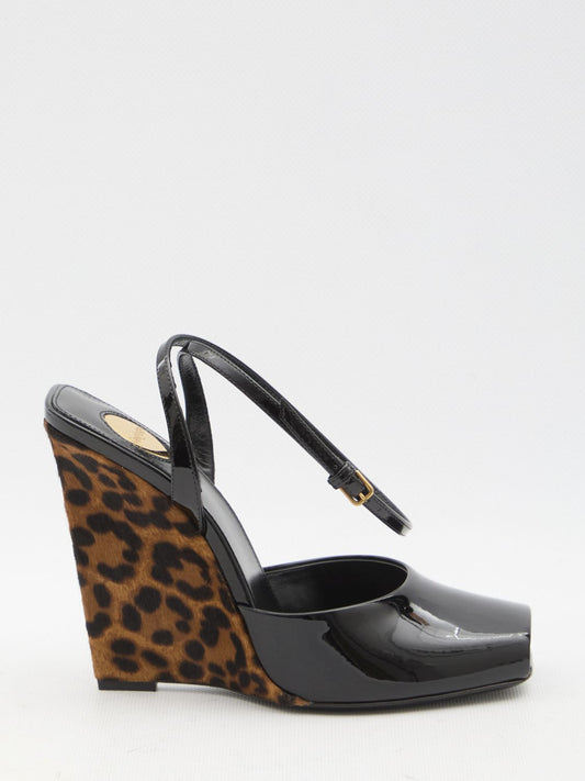 SAINT LAURENT The Scandale Wedge Sandals - 11cm Heel Height