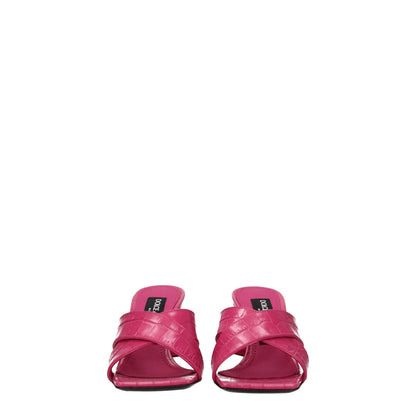 Dolce & Gabbana Pink Leather Platform Women's Sandals