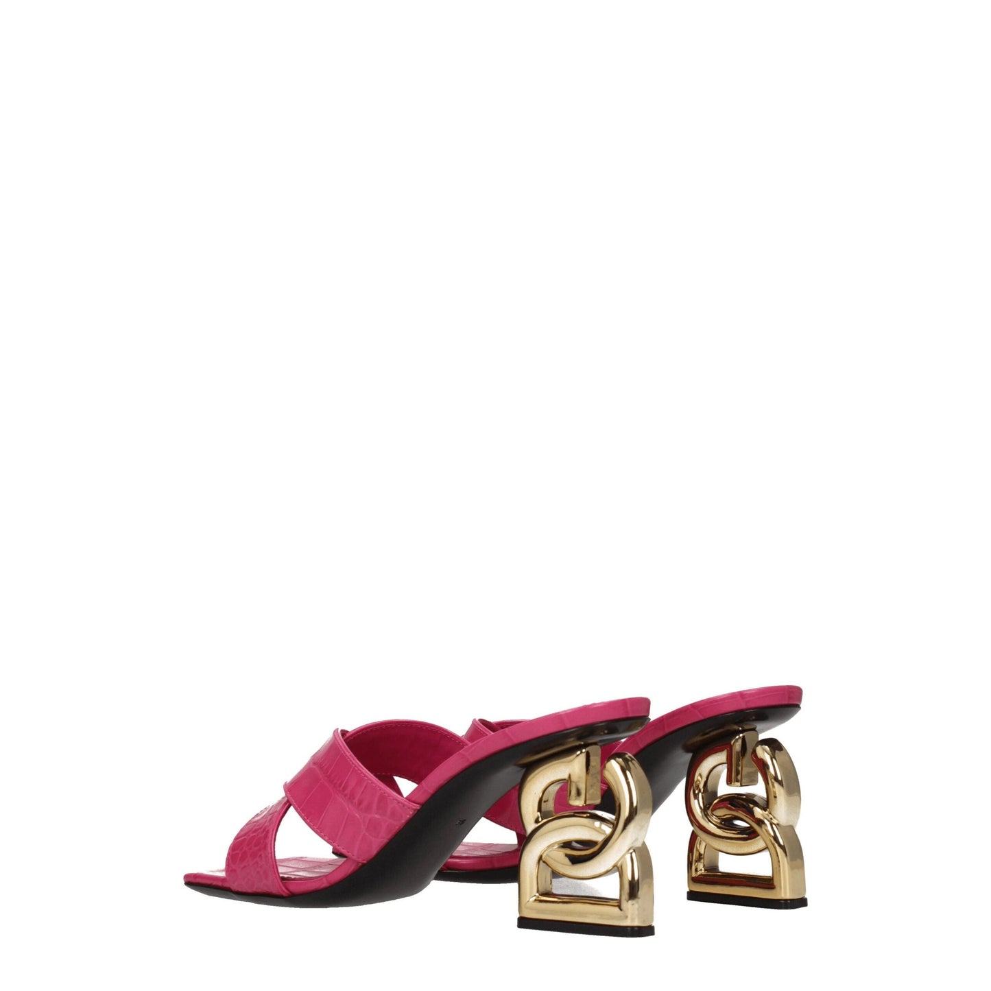 Dolce & Gabbana Pink Leather Platform Women's Sandals