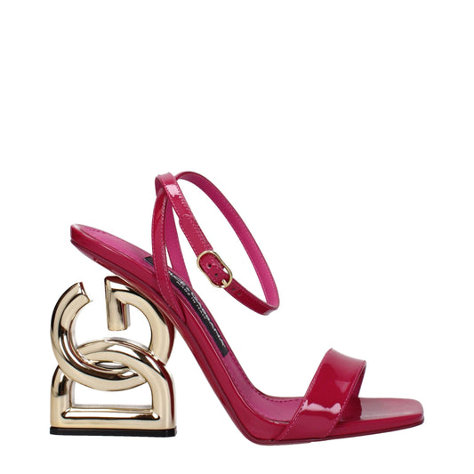Dolce & Gabbana Pink Leather Stiletto Heel Women's Sandals