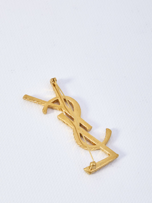 SAINT LAURENT Cassandre Gold Brass Brooch