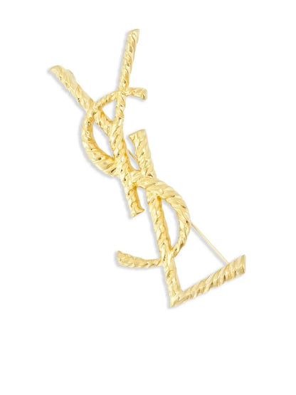 SAINT LAURENT Cassandre Gold Brass Brooch