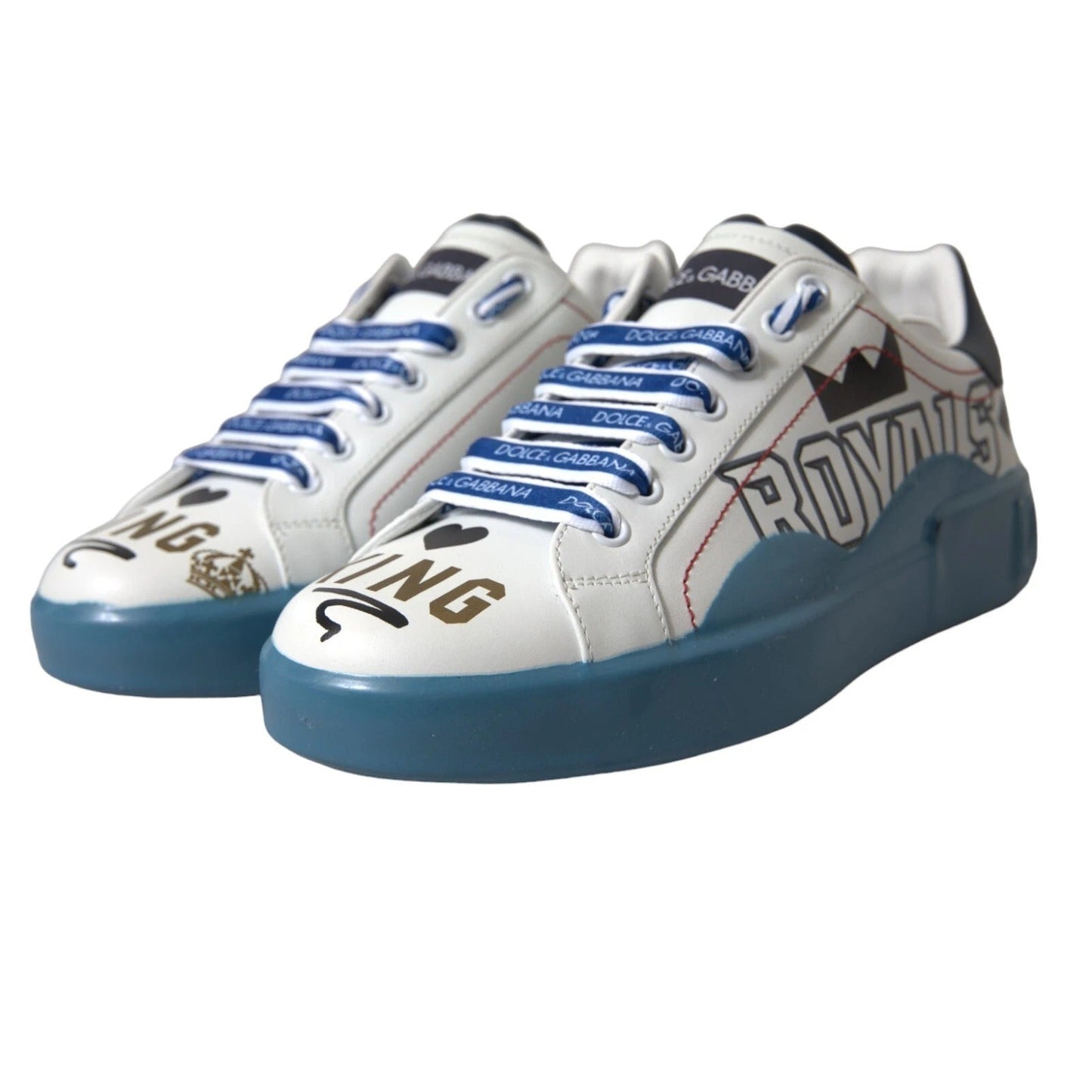 Dolce & Gabbana Blue White Printed Portofino Melt Men's Sneakers