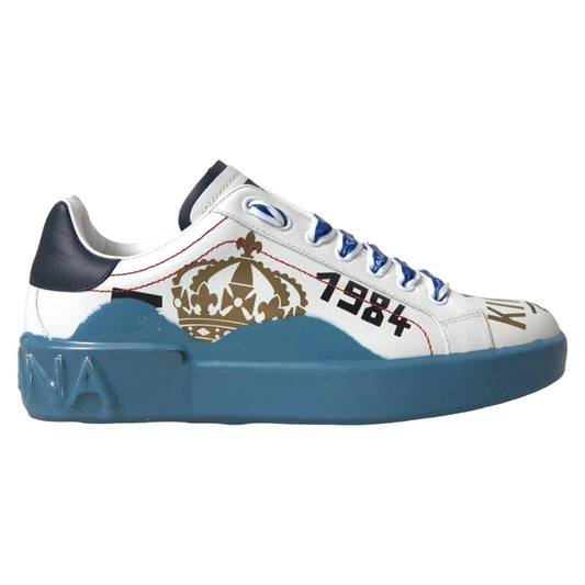 Dolce & Gabbana Blue White Printed Portofino Melt Men's Sneakers
