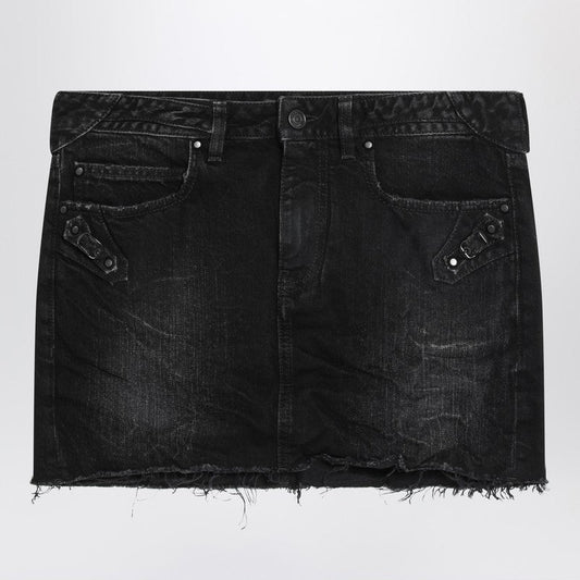 Balenciaga Washed Black City Mini Denim Skirt Women