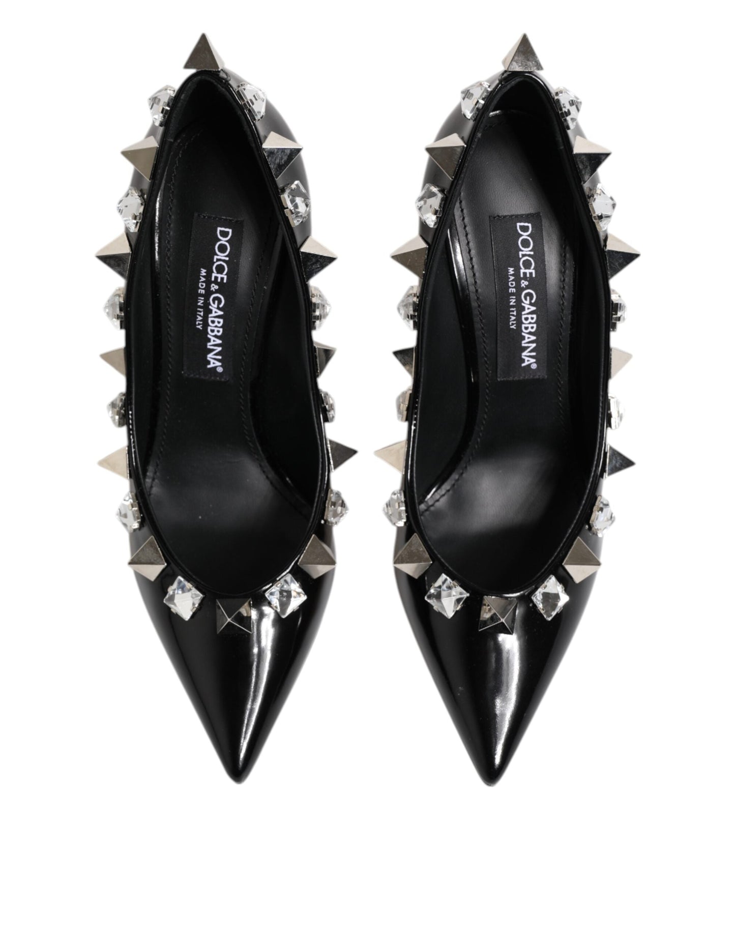 Dolce & Gabbana Black Crystals Studs Stiletto Pumps Women's Shoes