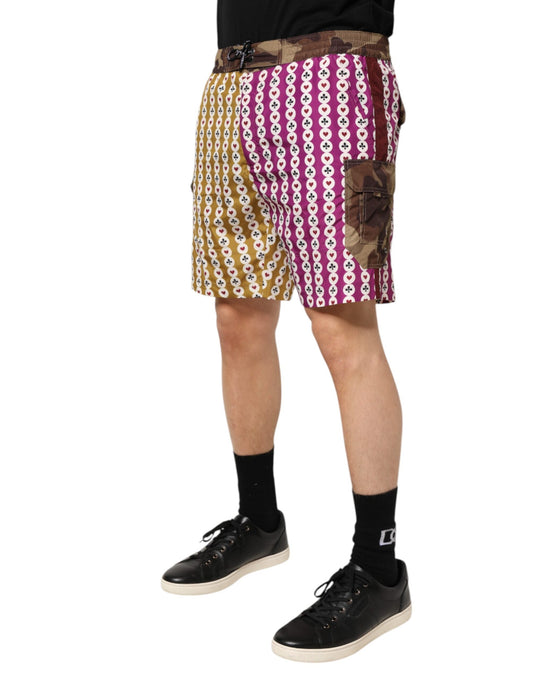 Dolce & Gabbana Multicolor Playing Card Camouflage Shorts Men's Swimwear