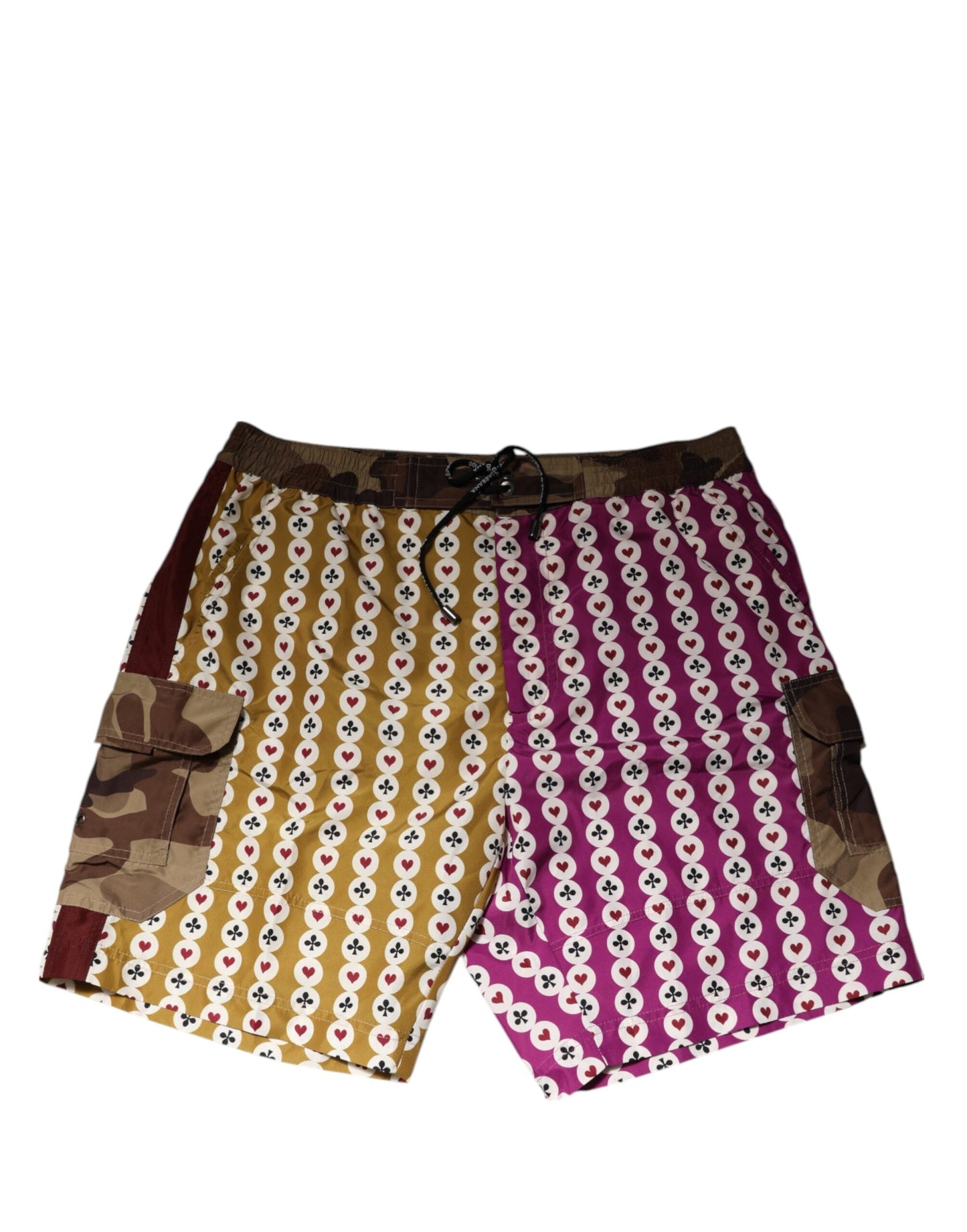 Dolce & Gabbana Multicolor Playing Card Camouflage Shorts Men's Swimwear