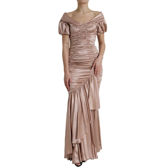 Dolce & Gabbana Pink Silk Stretch Sheath Mermaid Gown Women's Dress ()