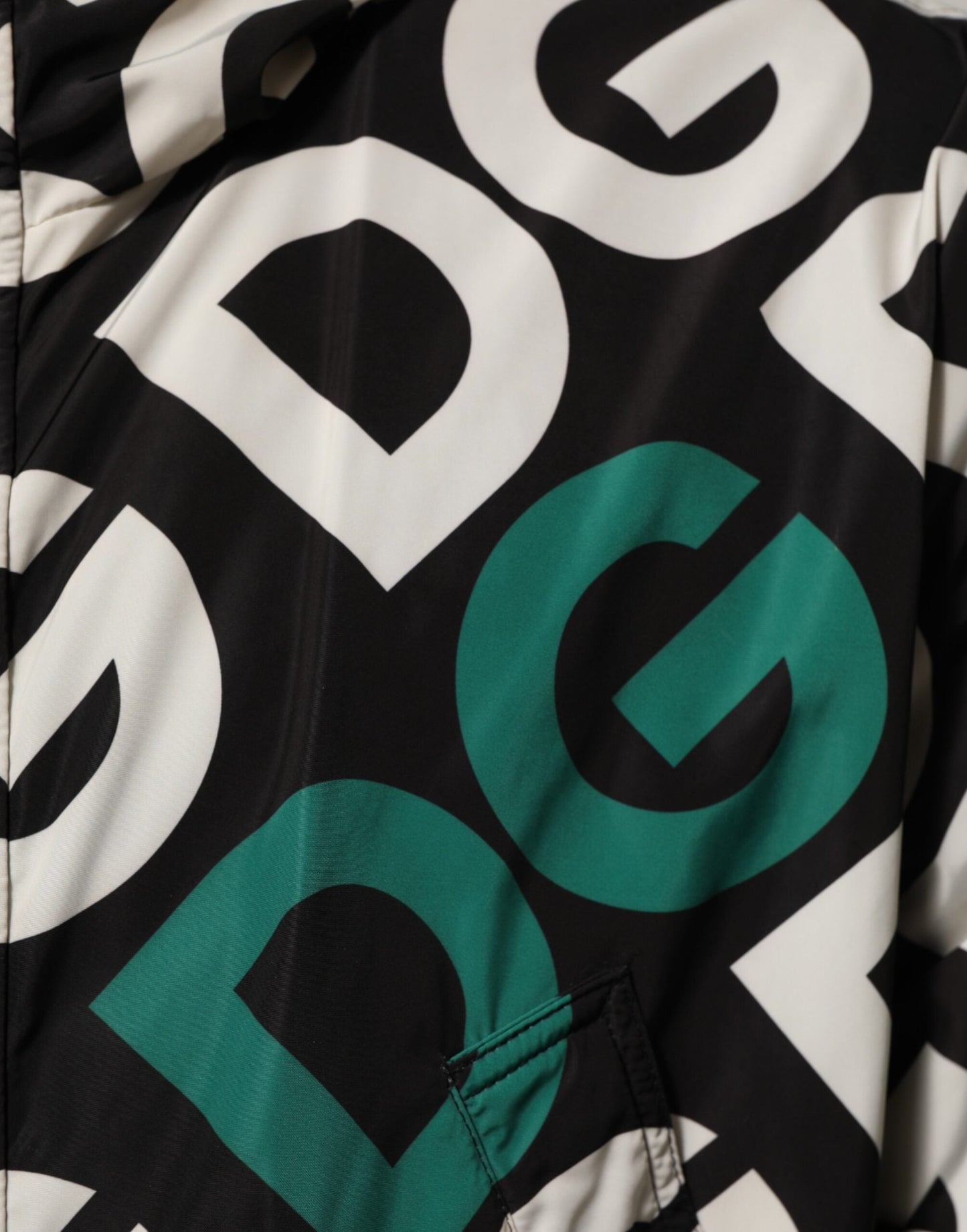 Dolce & Gabbana Black White Logo Print Hooded Coat Men Men's Jacket